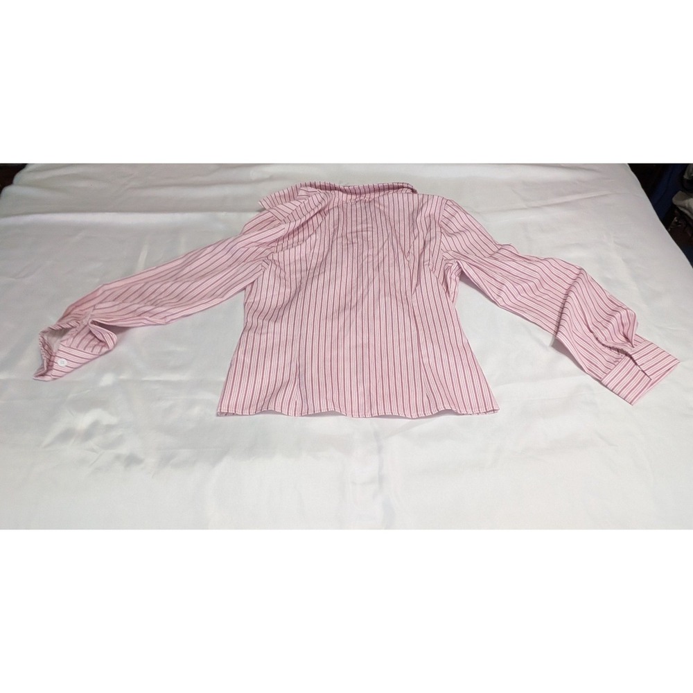 SHEIN Button Down Shirt Women Petite S Pink Striped Excellent Long Sleeve Blouse - Picture 6 of 7